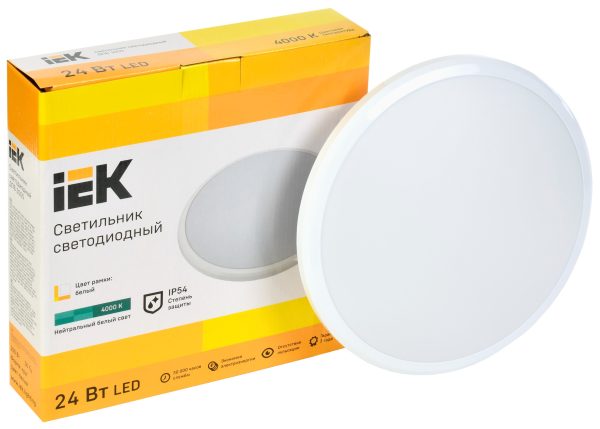 Corp de iluminat LED ДПБ 3005 24Вт IP54 4000K rotund alb IEK