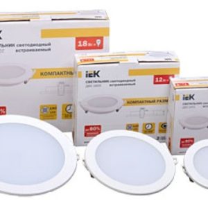 Corp de iluminat ДВО 1602 alb rotund LED 7Вт 4000 IP20 IEK D130х38мм