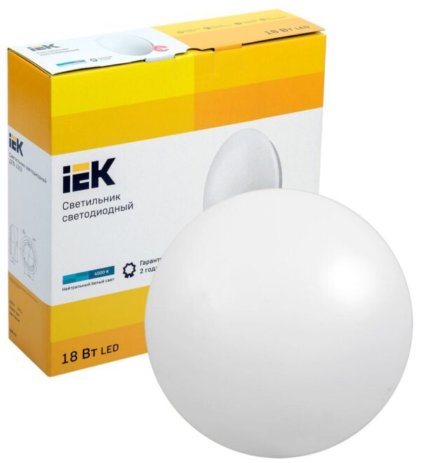 Corp de iluminat LED ДПБ 1002 18Вт IP20 4000K rotund alb IEK