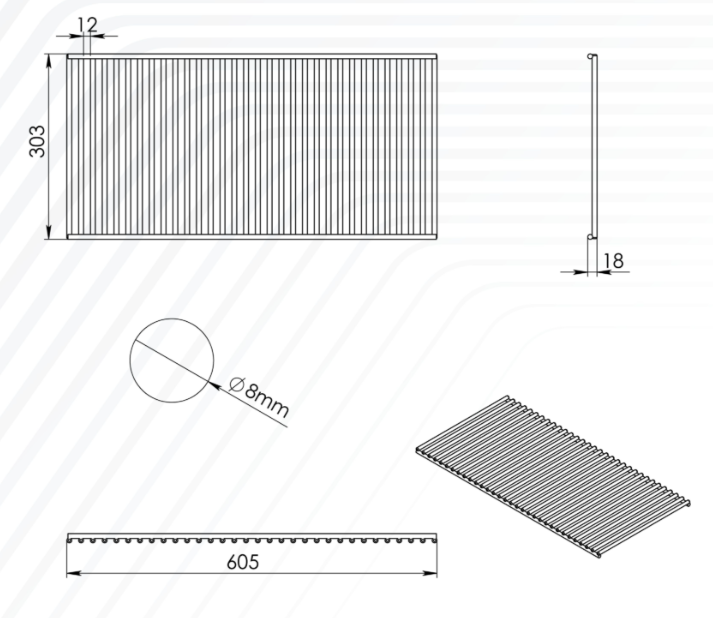 Gratar pentru mangal GoTur 600*300 8/12 P8/12