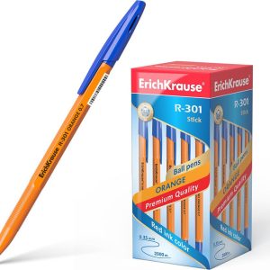 Pix cu bila ErichKrause R-301 Orange Stick, albastru 0,7mm