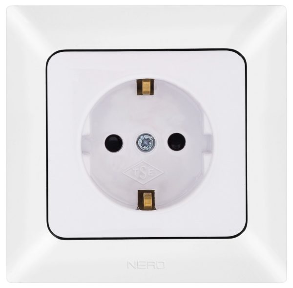 ARAS Priza int. euro unitara cu obturatoare 2P+E alb 16A 250V NEAD 93-110-08-E